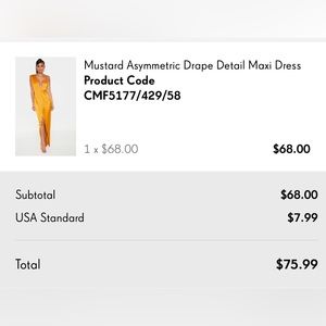 Mustard Asymmetric Drape Detail Maxi Dress